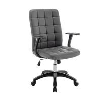 Luka chaise bureau en PU gris réglable à roulettes