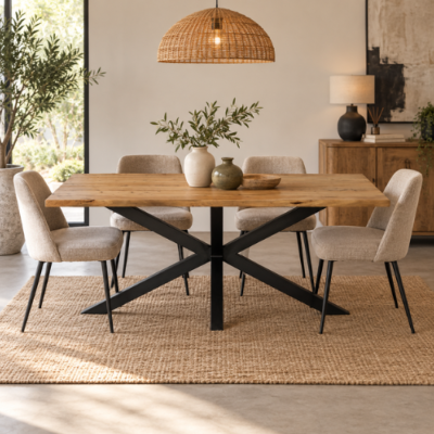 Accor table à manger en bois massif d'acacia irrégulière 180cm