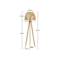 Urania lampadaire trépied en rotin et teck