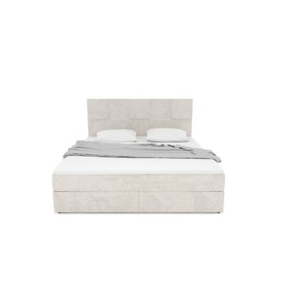 Paollo lit boxspring 160x200 avec rangement en velours sable et surmatelas