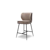 Valo tabouret de bar velours taupe et mtal noir