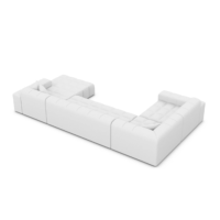 Lodce canapé panoramique angle droit en cuir blanc