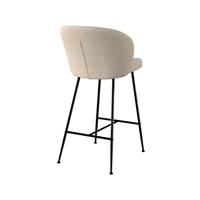 Esmée chaise de bar en tissu bouclé beige et pieds en métal noir H66