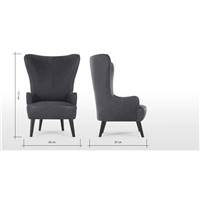 Bodil fauteuil en cuir gris, pieds bois foncé