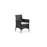 Hendaye fauteuil de jardin rsine noir coussin blanc
