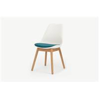 Thelma chaise bois blanc et plastique bleu