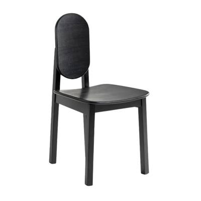 Mona chaise noire en frêne dossier oval vertical