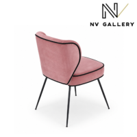 Valo chaise velours rose et métal noir