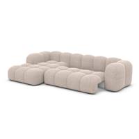 Cotton canapé d'angle gauche convertible lit en tissu texturé beige