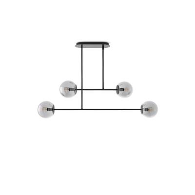 Sakura suspension metal et verre fumé 4 globes