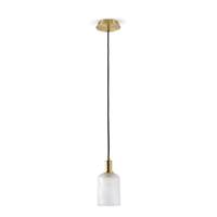 Carlie suspension simple laiton et verre strié