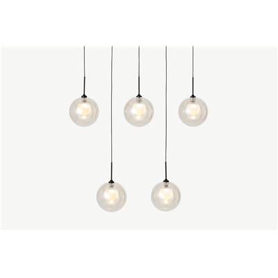 Masako suspension LED 5 ampoules verre champagne et opale