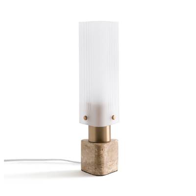 Corba lampe en verre et travertin
