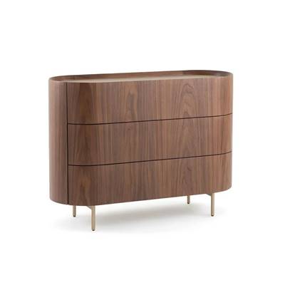 Nelsa commode noyer et cuir 3 tiroirs