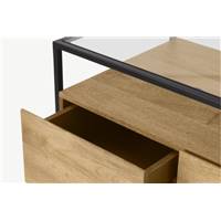 Kilby commode haute bois de manguier clair et métal noir