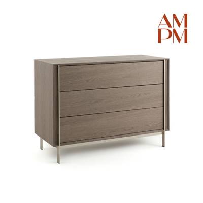 Jamkil commode chêne fumé et nickel satiné