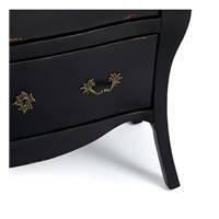 Manolo commode basse 2 tiroirs noir et pin massif effet vieilli