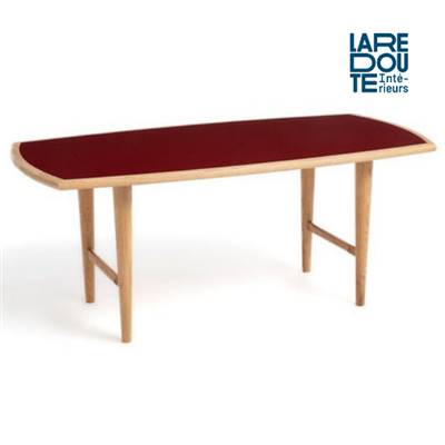 Lykel table basse chêne plateau laqué rouge foncé