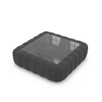 Quare table basse carrée en tissu texturé gris anthracite et verre