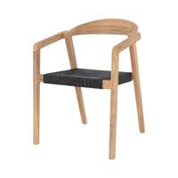 Vanity chaise de jardin en bois de teck naturel et rotin synthétique noir