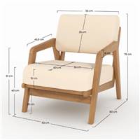 Jones fauteuil de jardin acacia et tissu beige clair
