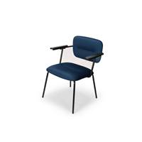 Agathe fauteuil velours bleu et métal noir