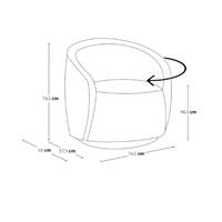 Jade fauteuil pivotant en velours taupe clair pied doré