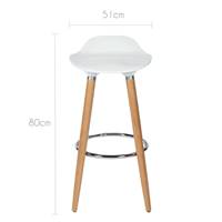 Ireka tabouret de bar scandinave blanc et bois de hêtre H73