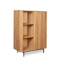 Linea meuble haut 1 porte coulissante chêne naturel et métal