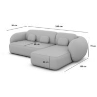 Bulane canapé d'angle droit en tissu texturé gris anthracite