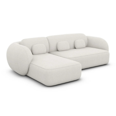 Bulane canapé d'angle gauche en tissu texturé blanc
