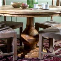 Table à manger ronde en bois de manguier clair Ø152cm