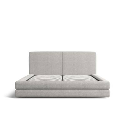 Karima lit 160x200 en tissu texturé gris clair