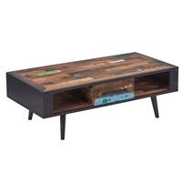 Soho table basse bois de bateau recycl 2 niches 1 tiroir