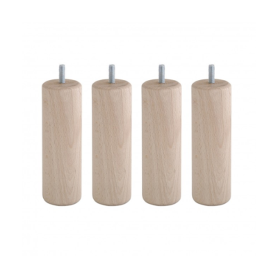 Lot de 4 pieds de sommier tapissier H15 bois naturel