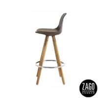 Popsy chaise de bar en PU taupe et chêne H66
