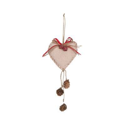 Coeur pomme de pin -grelot rouge