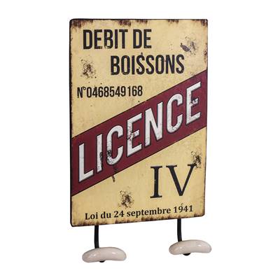 Plaque avec patères Licence IV 21 x 30 cm