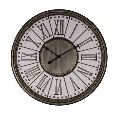 Pendule zinc avec cartouches blanc Ø 79.5 cm