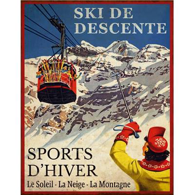 Plaque "Ski de descente" 28 x 22 cm