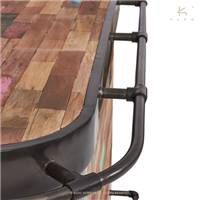 Nautical bar central angle gauche bois de bateau recyclé L164cm