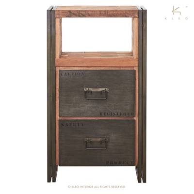 Nautical meuble de rangement bois de bateau recyclé 2 tiroirs