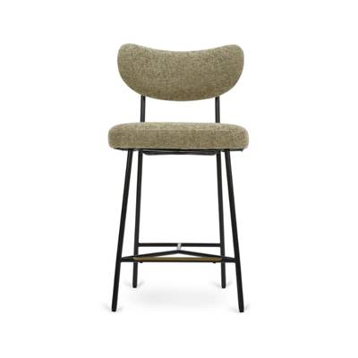 Lama tabouret de bar tweed taupe et métal noir