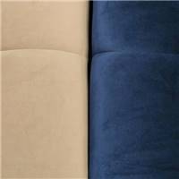 Canapé panoramique bicolore bleu pétrole et beige en velours