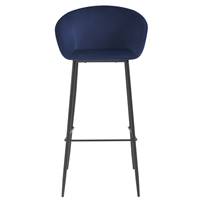 Usuals chaise de bar en velours bleu H75