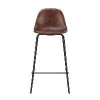 Vladi chaise de bar vintage en cuir synthétique marron H65