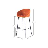 Usuals chaise de bar en velours orange corail H75