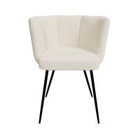 Moloo chaise en tissu bouclé beige et pieds en métal noir