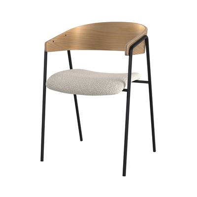 Briva chaise bouclette blanche et bois de chêne