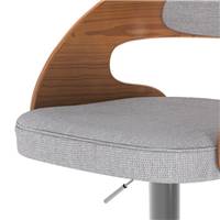 Burr chaise de bar réglable et pivotante en tissu gris clair